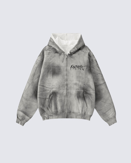 Washed Distressed Dirty Effect Pullover Hoodie