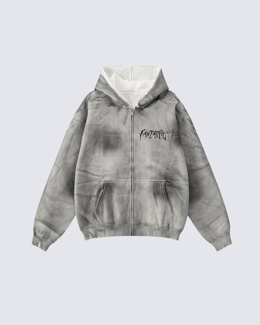 Washed Distressed Dirty Effect Pullover Hoodie