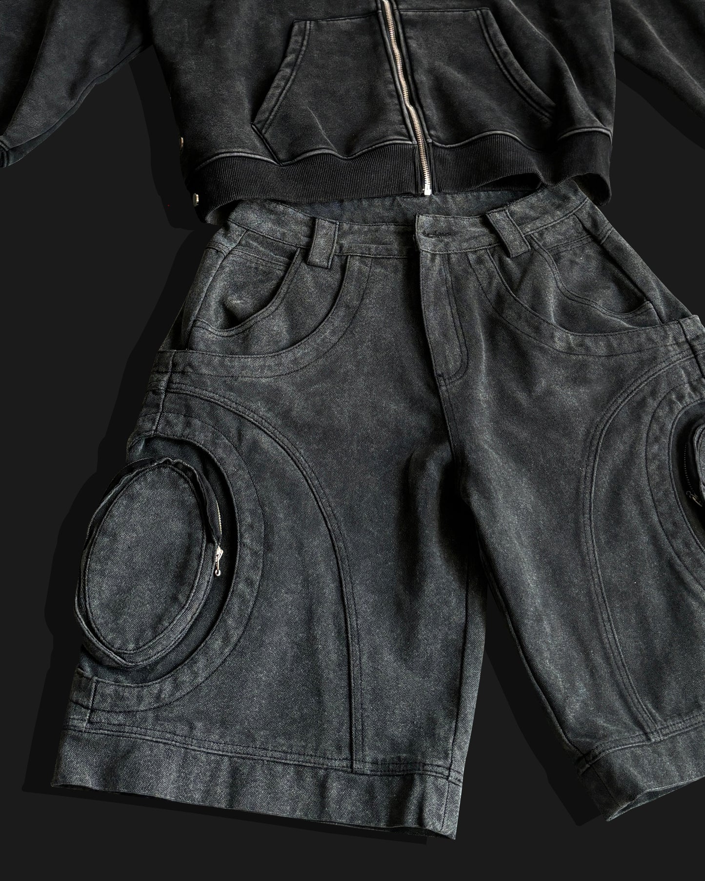 KIIKIO Heavy Craft Distressed Large Pocket Shorts