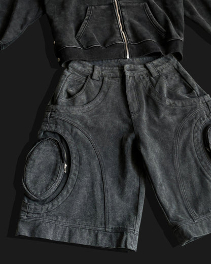 KIIKIO Heavy Craft Distressed Large Pocket Shorts