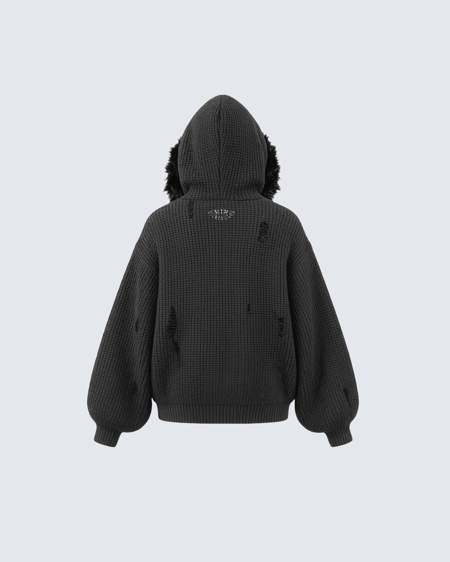 KIIKIO Destroyed Knitted Sweater Plush Coat