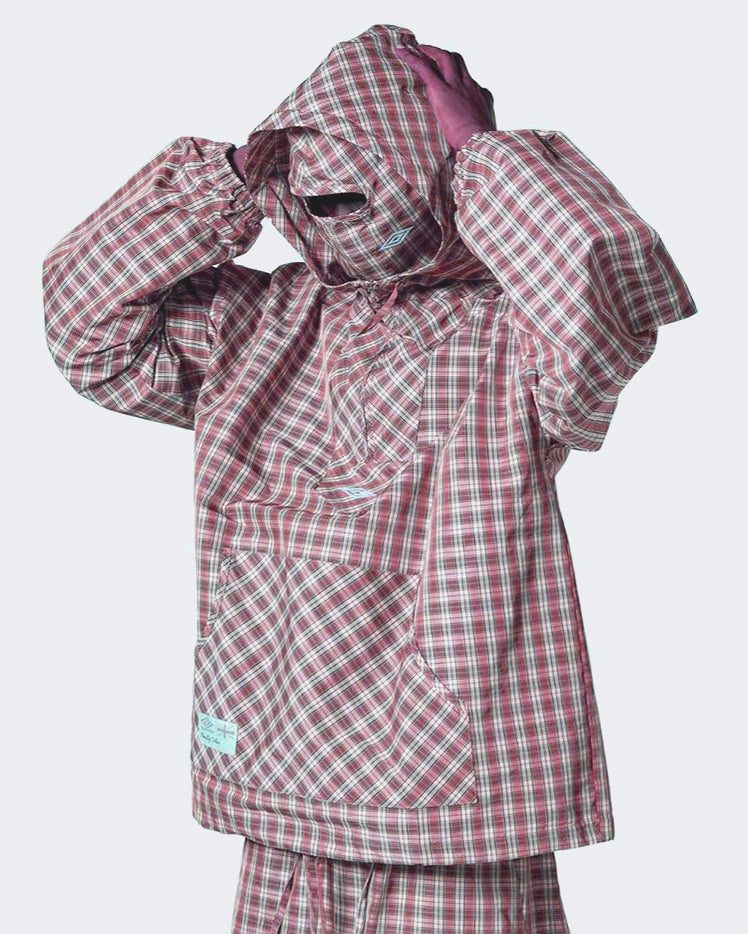 Retro Double-Hood Plaid Pullover Hoodie