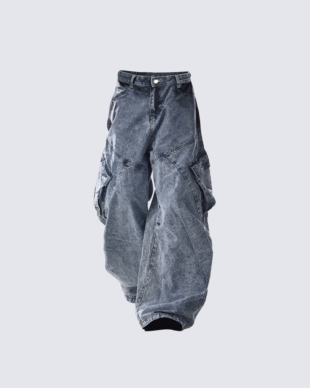 Heavy Washed Wide Cargo Jeans
