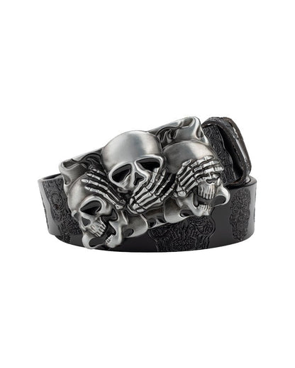 Skull Metal Buckle Leather Belt