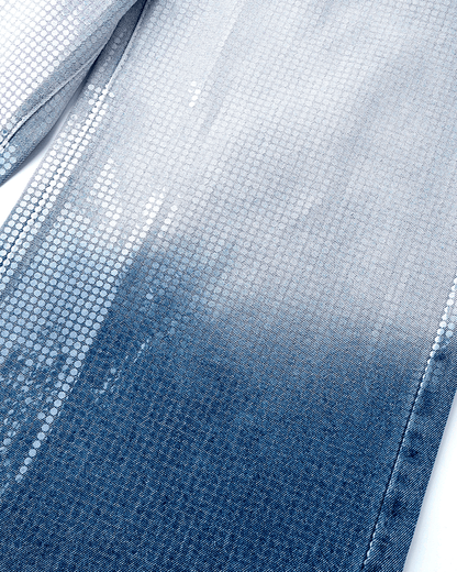 Gradient Sequin Wide-Leg Jeans