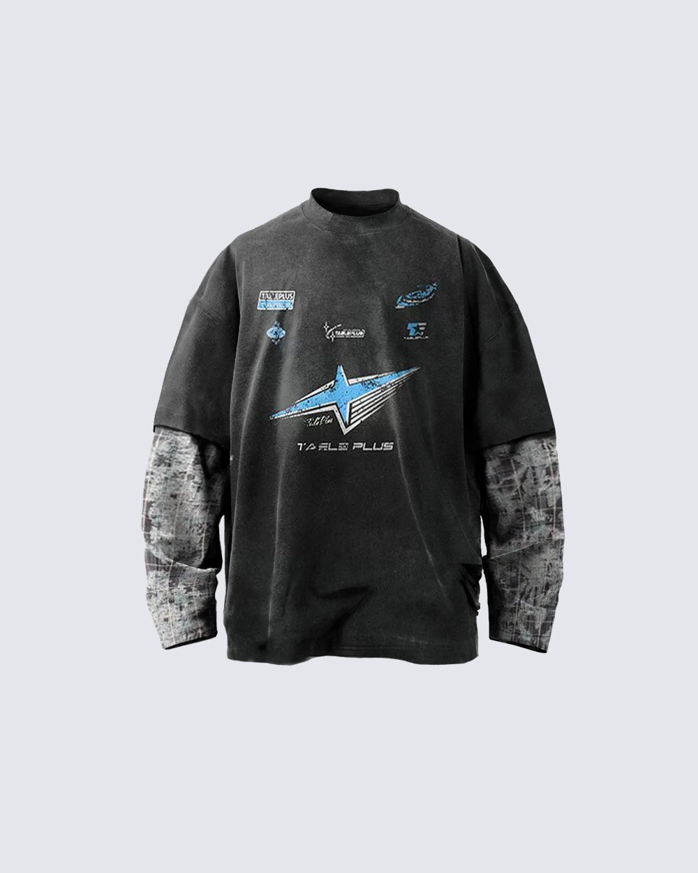 Streetwear Vintage Washed Layered Graphic Hoodie