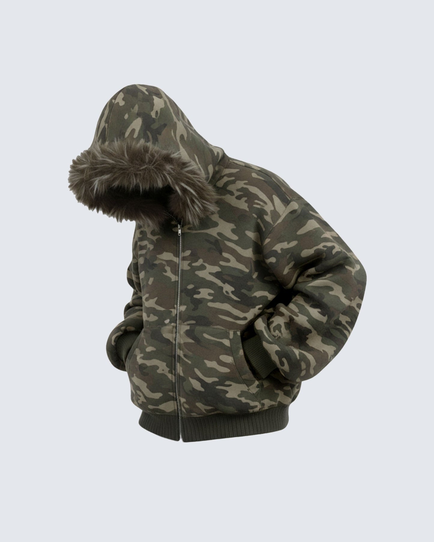 Camouflage  Fur Collar Cotton Jacket