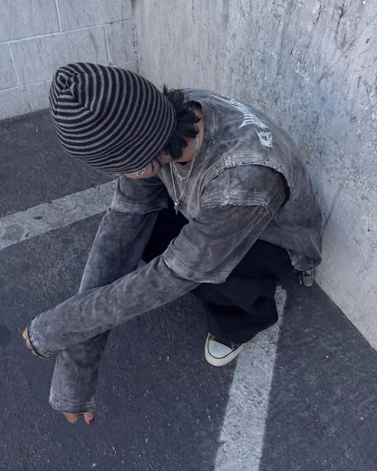 KIIKIO-Vintage Washed Layered Long-T-Shirt