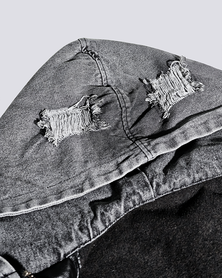 Deconstructed Layered Distressed Leather Jacket