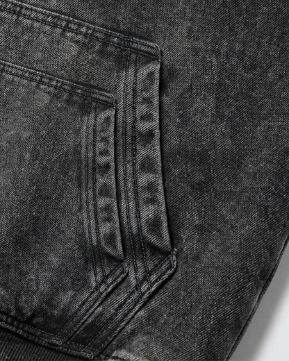 Cropped-Boxy Hoodie in Stone-Washed Cotton