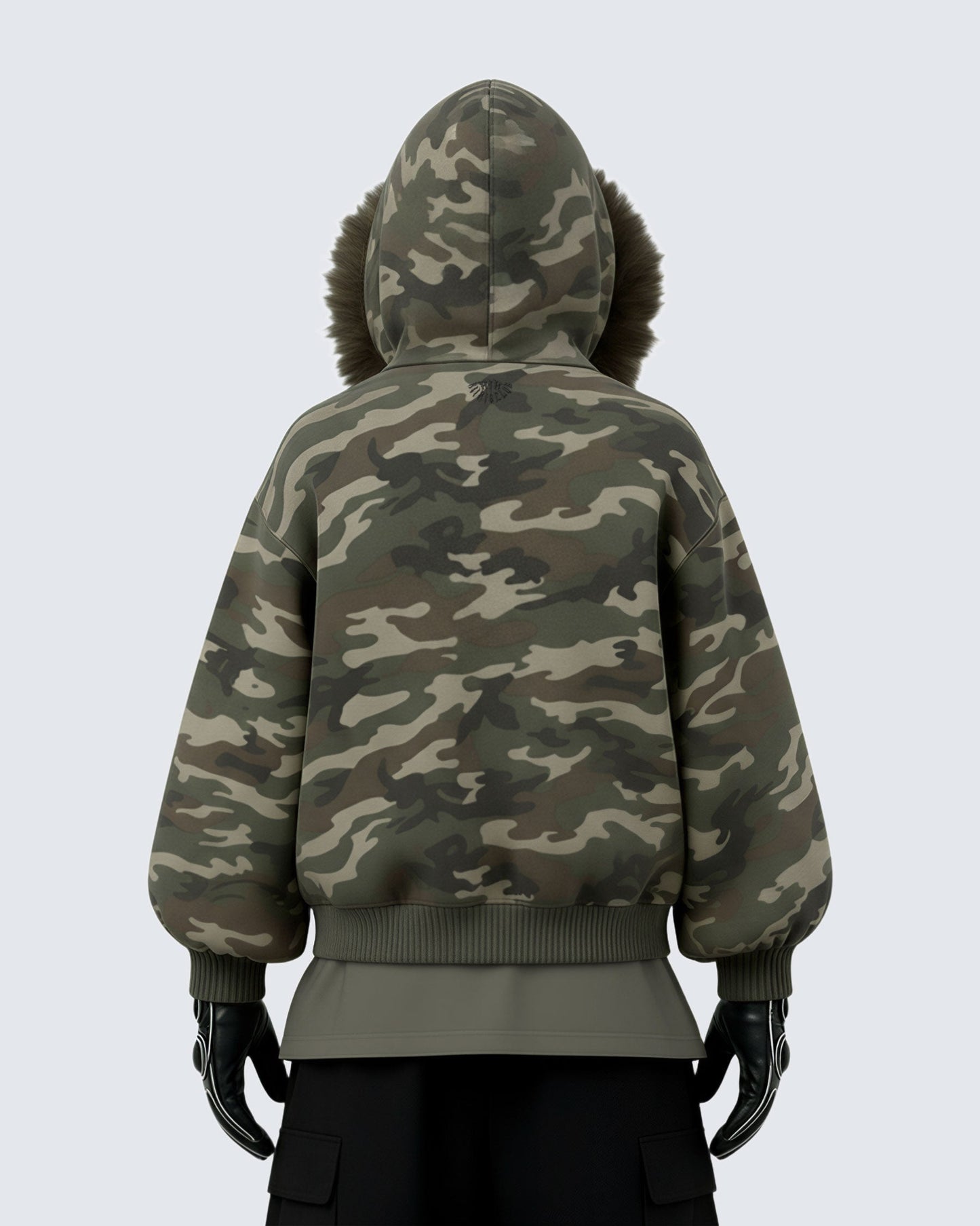 Camouflage  Fur Collar Cotton Jacket