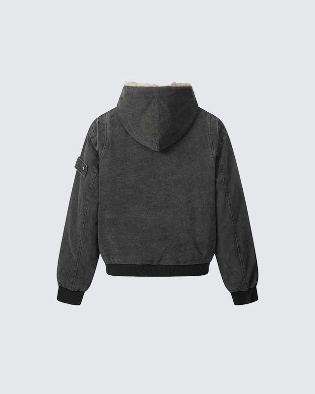 Patchwork Thick Hooded Cotton Jacket