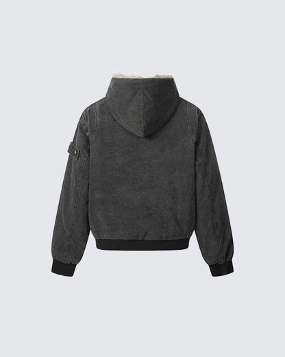 Patchwork Thick Hooded Cotton Jacket