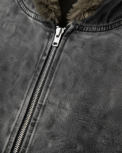 Cropped-Boxy Hoodie in Stone-Washed Cotton