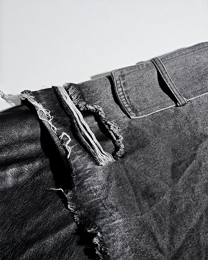 Deconstructed Layered Distressed Leather Jacket