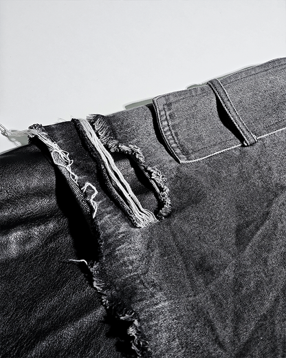 Deconstructed Layered Distressed Leather Jacket