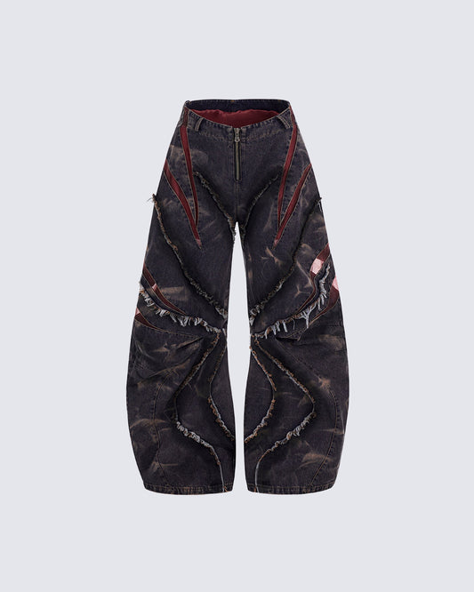 KIIKIO Distressed Ripped Denim Pants – Streetwear with Unique Torn Details