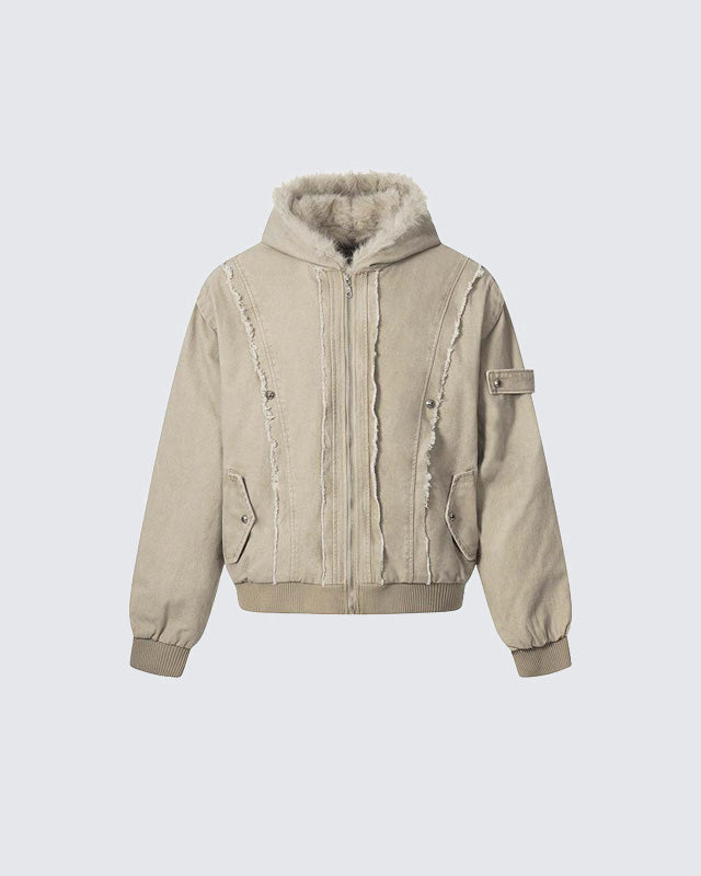 Patchwork Thick Hooded Cotton Jacket