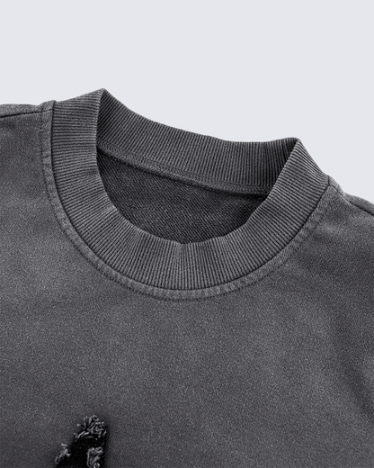 Distressed Star Patchwork Oversized Sweatshirt