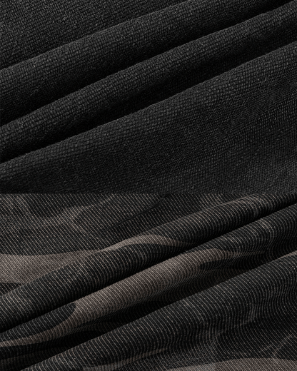 Double-Waist Camo Patchwork Distressed Wide-Leg Pants