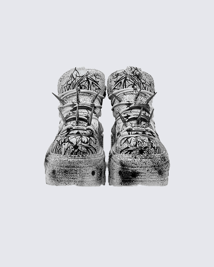 Graffiti Spiked Chunky Platform Sneakers