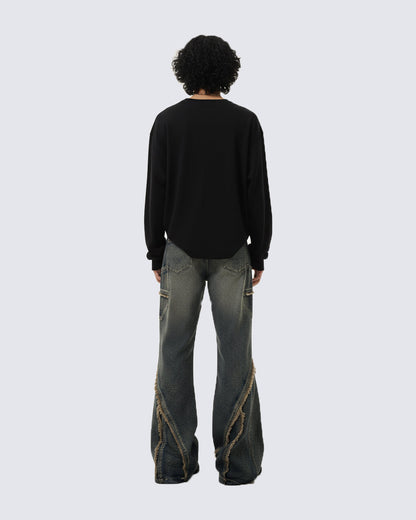 KIIKIO Vintage Raw Edge Jeans