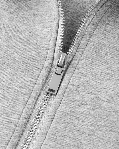 Loose-Fit Zip-Up Sweatshirt with White Piping