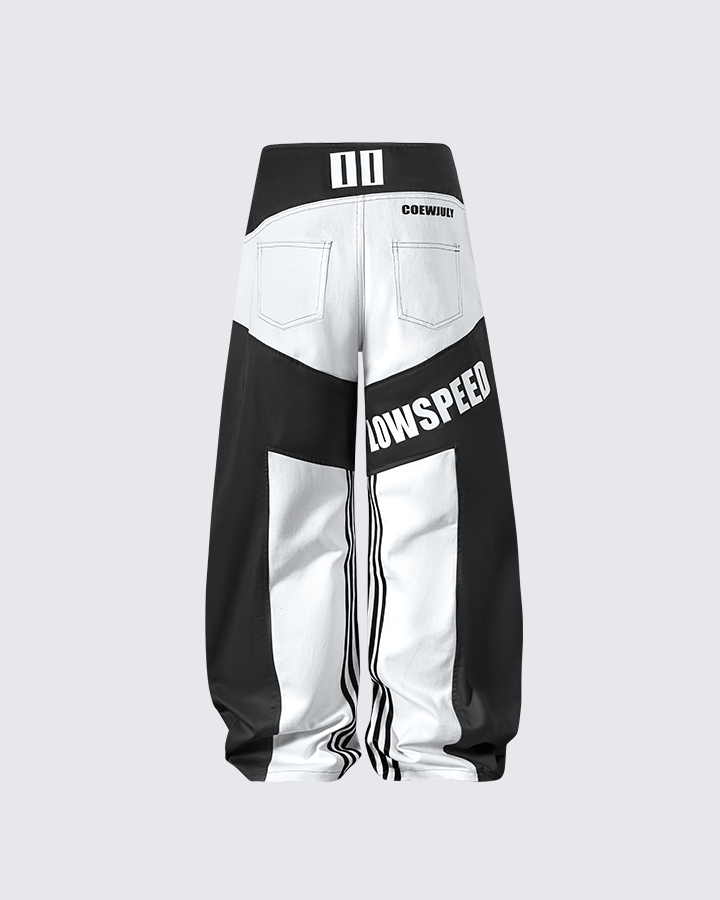 KIIKIO Racing Style Graphic Oversized Pants