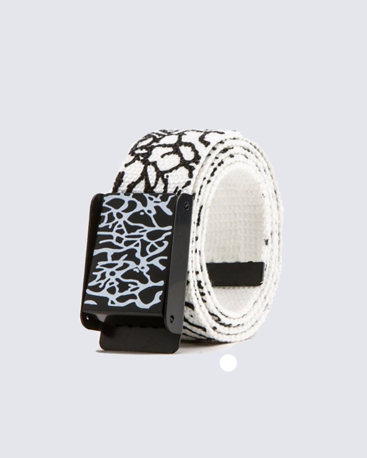 Graffiti-Print Buckle Canvas Belt