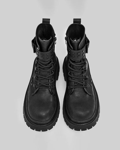 Vintage Thick-Sole Motorcycle Martin Boots