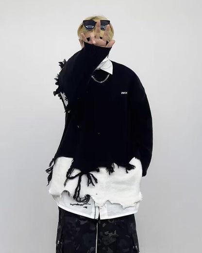 Lazy Irregular Tassel Sweater