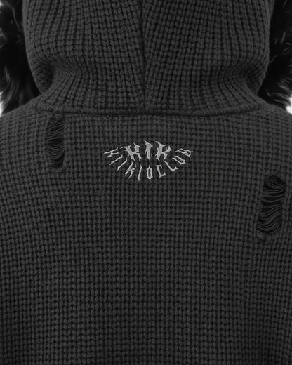 KIIKIO Destroyed Knitted Sweater Plush Coat