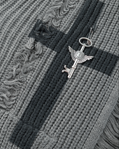 Distressed Knit Open-Front Cardigan