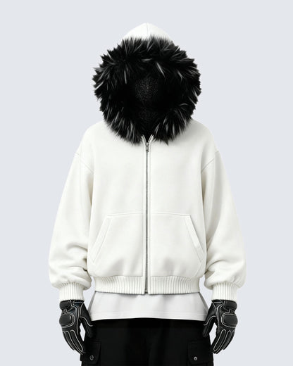 KIIKIO Fur Collar Cozy Hoodie