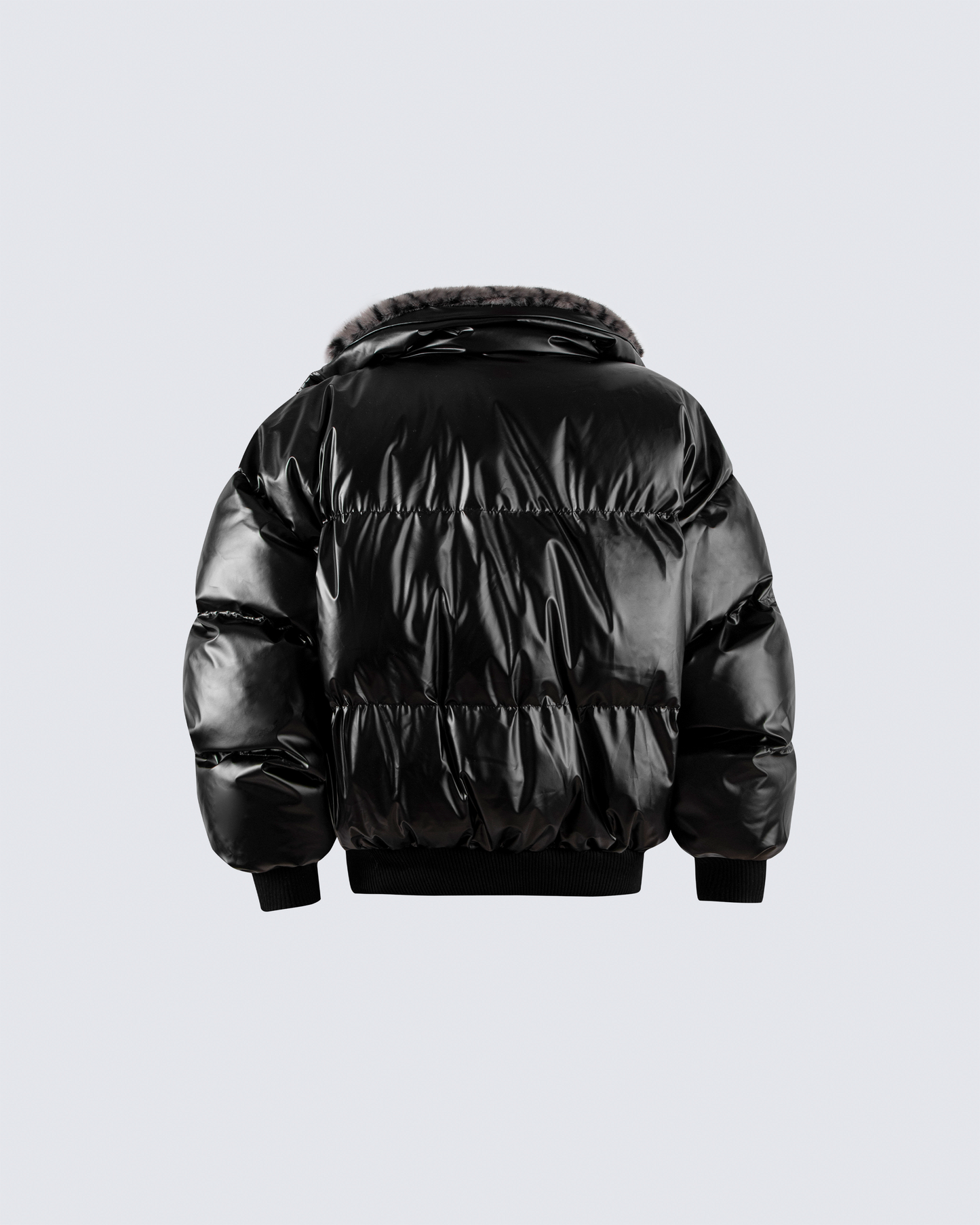 Glossy Fleece-Lined Puffer Jacket