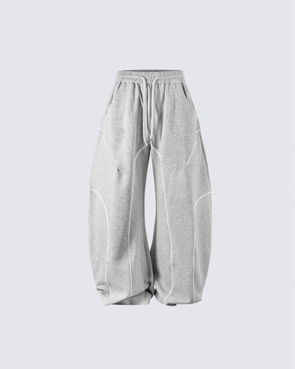 Loose-Fit Sweatpants with White Piping