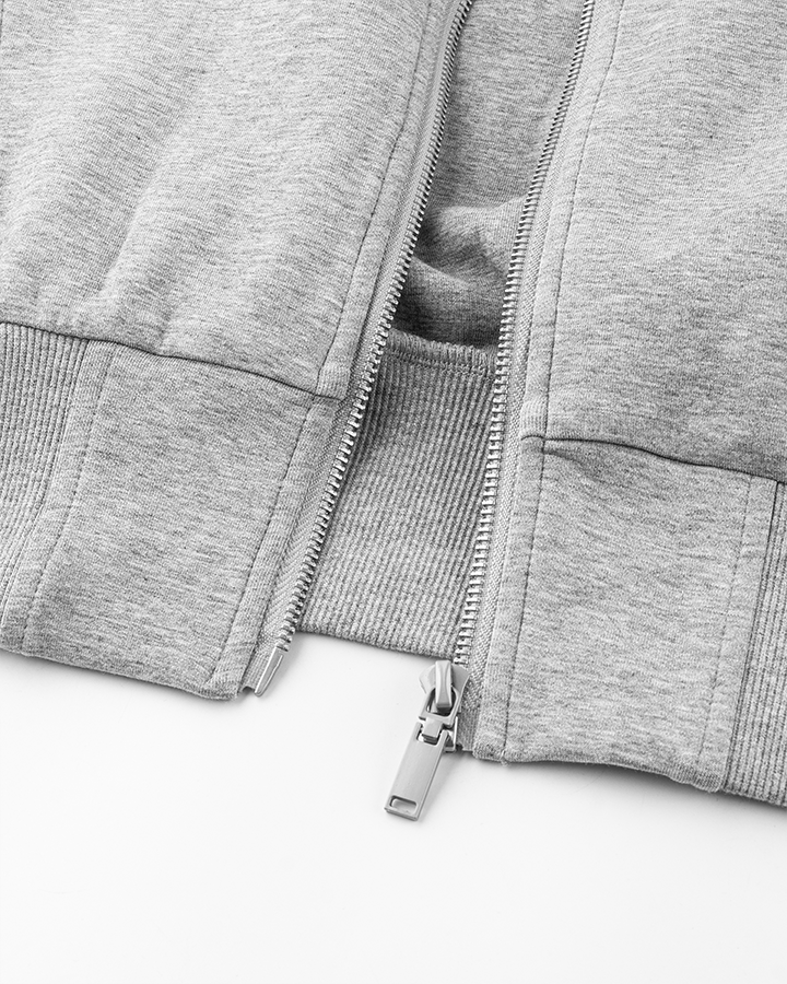 Loose-Fit Zip-Up Sweatshirt with White Piping