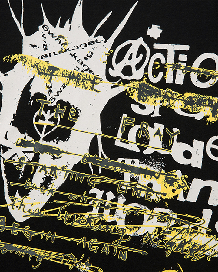 Layered Sleeve Grunge Graphic Long Sleeve T-Shirt