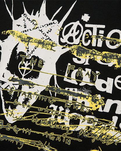 Layered Sleeve Grunge Graphic Long Sleeve T-Shirt