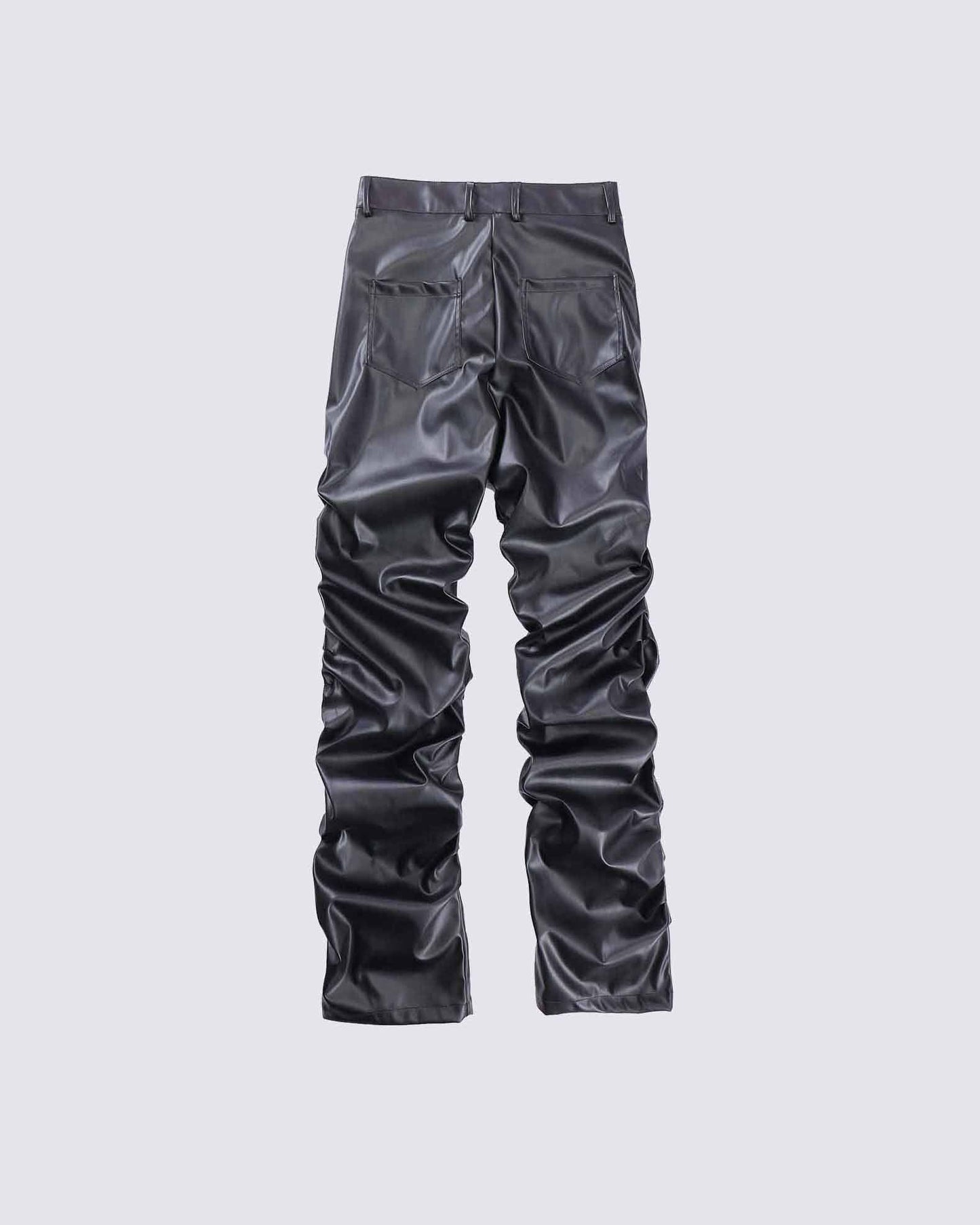 Pleated Pu Jeans
