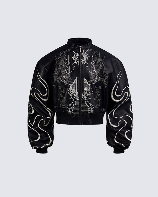 "Ascension Path" Embroidered Moto Jacket