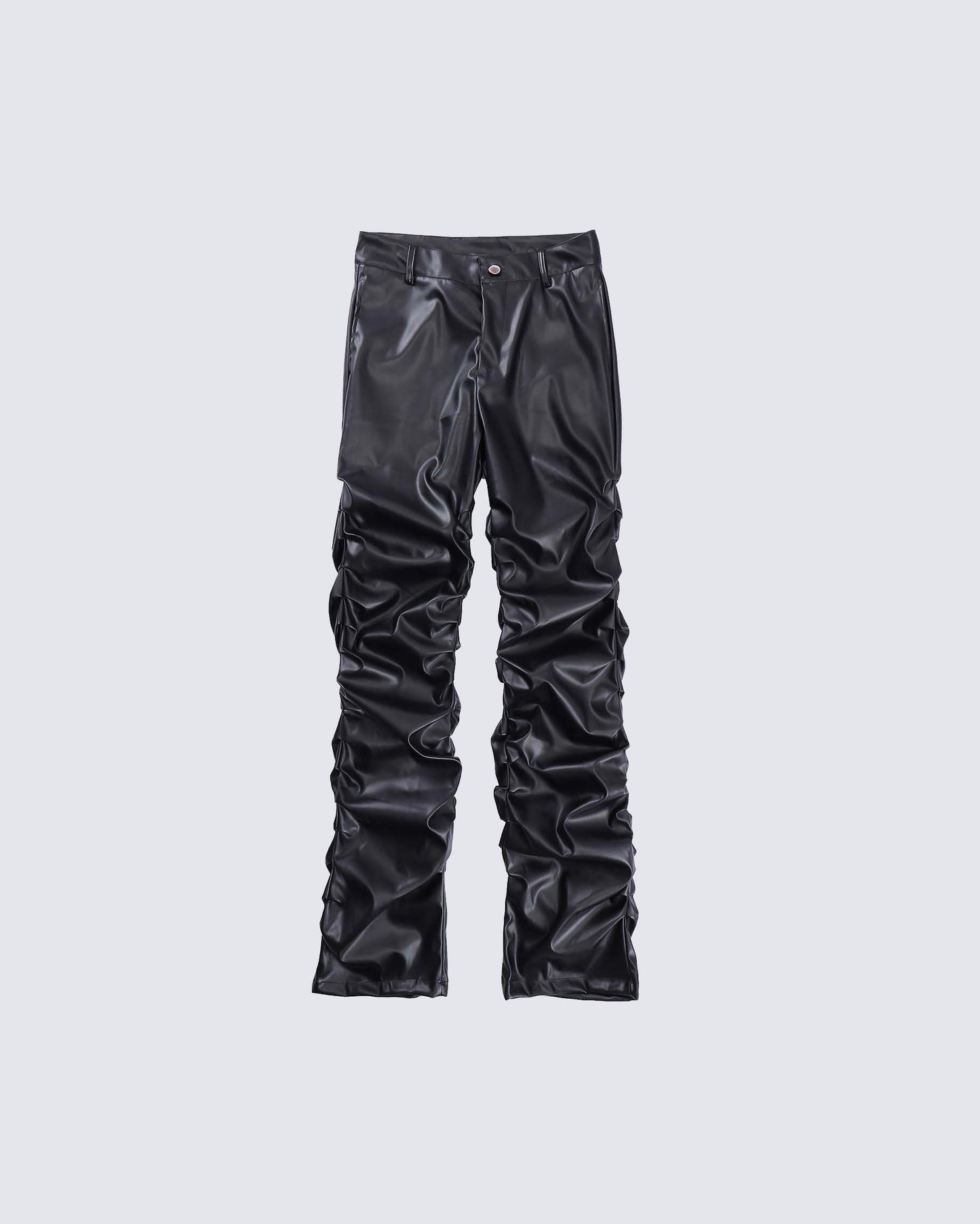 Pleated Pu Jeans