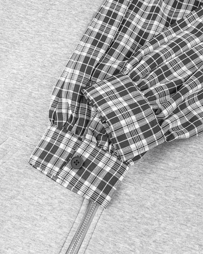 Plaid-Lined Dual-Wear Zip Hoodie