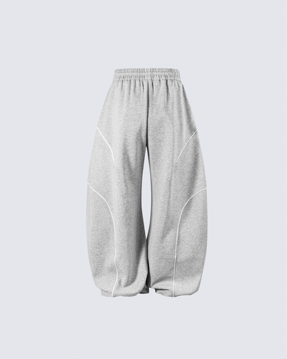 Loose-Fit Sweatpants with White Piping