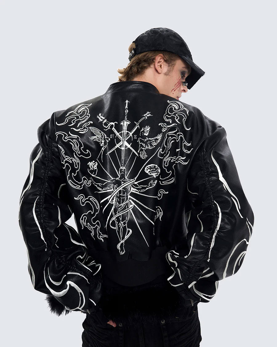 "Ascension Path" Embroidered Moto Jacket