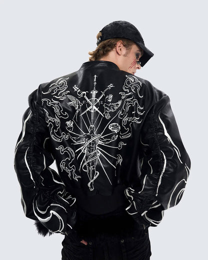 "Ascension Path" Embroidered Moto Jacket