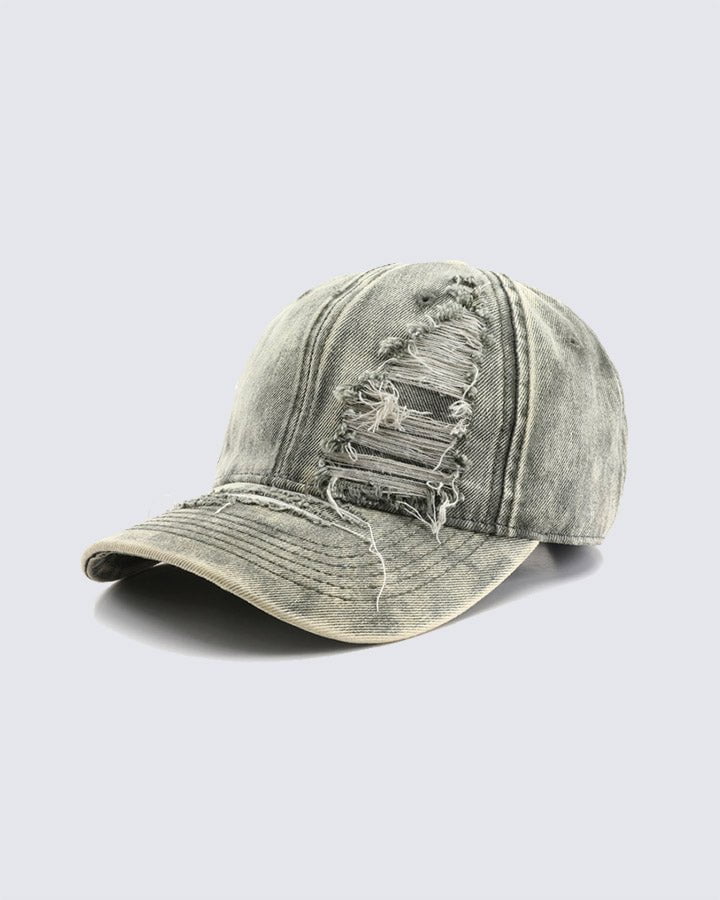 Distressed Washed Peaked Cap