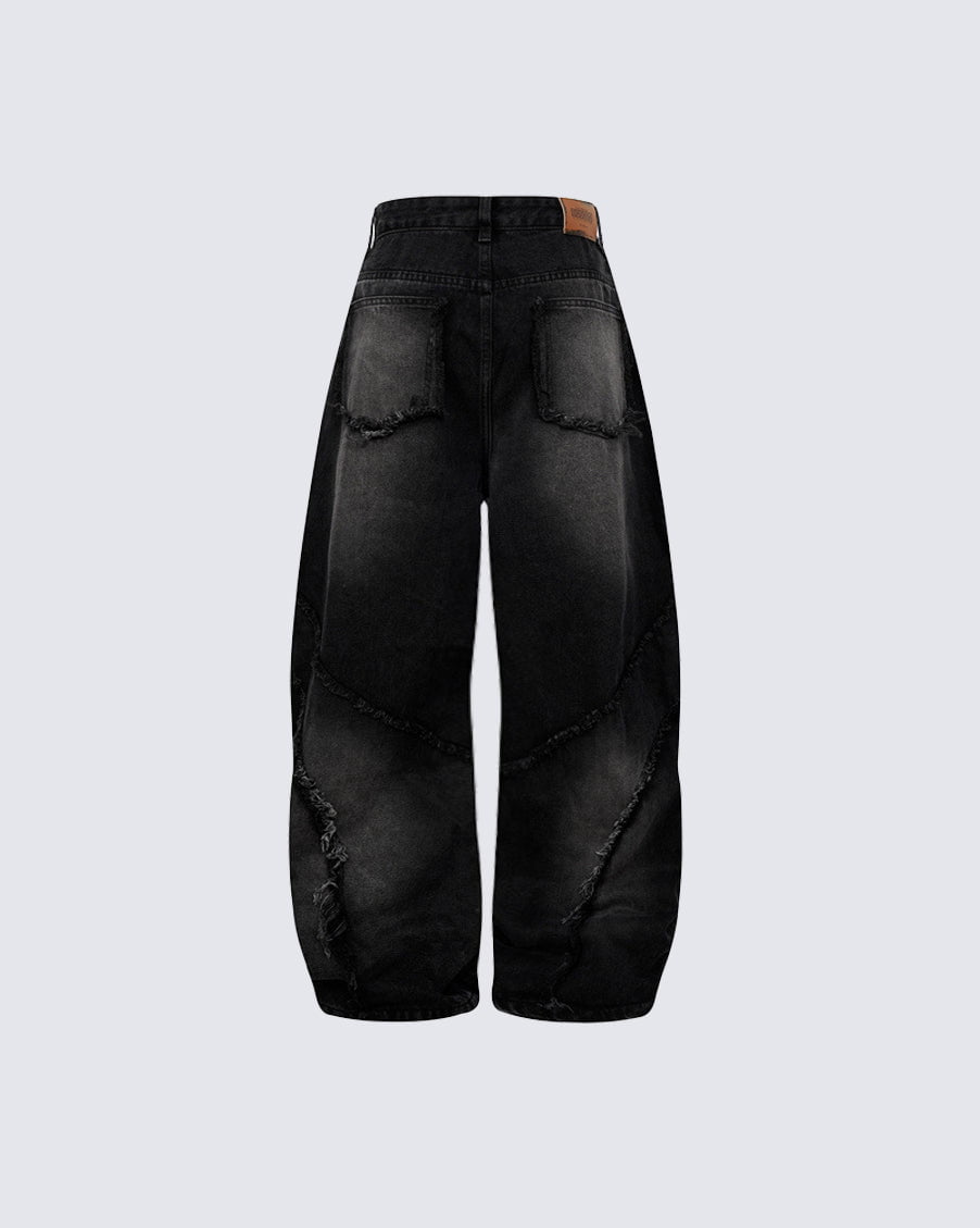 Spiral-Stitched Wide-Leg Jeans