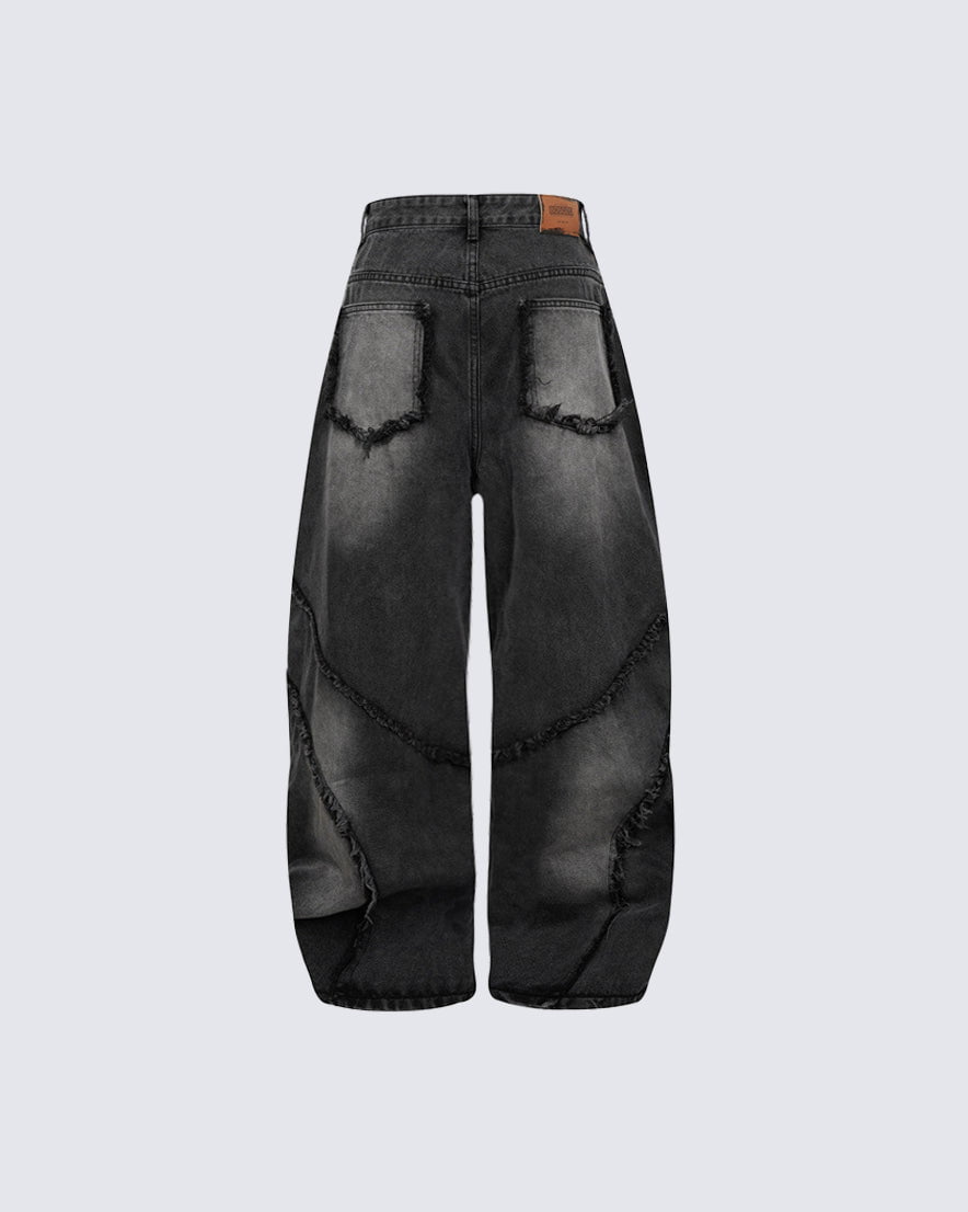 Spiral-Stitched Wide-Leg Jeans