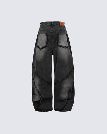 Spiral-Stitched Wide-Leg Jeans